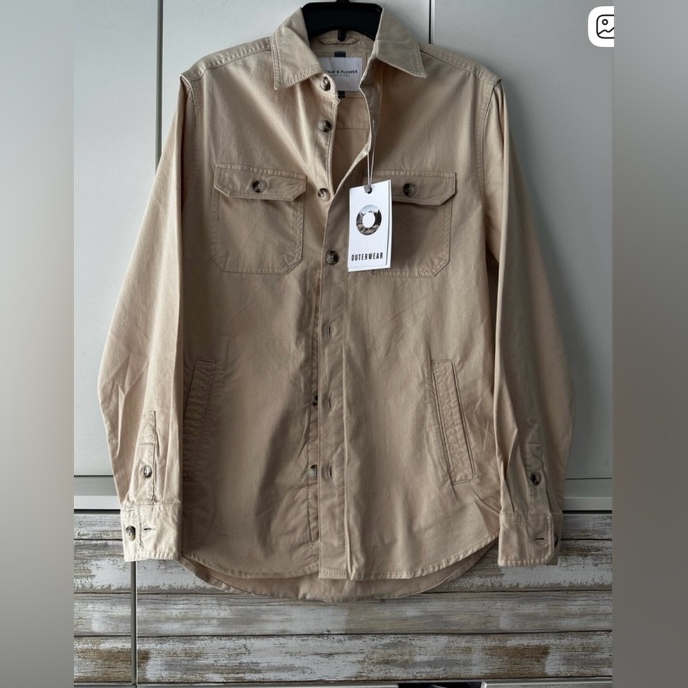 🤍🌾 Denim & Flower Ricky Singh Utility Jacket NWT Button Front Overshirt 🤍🌾